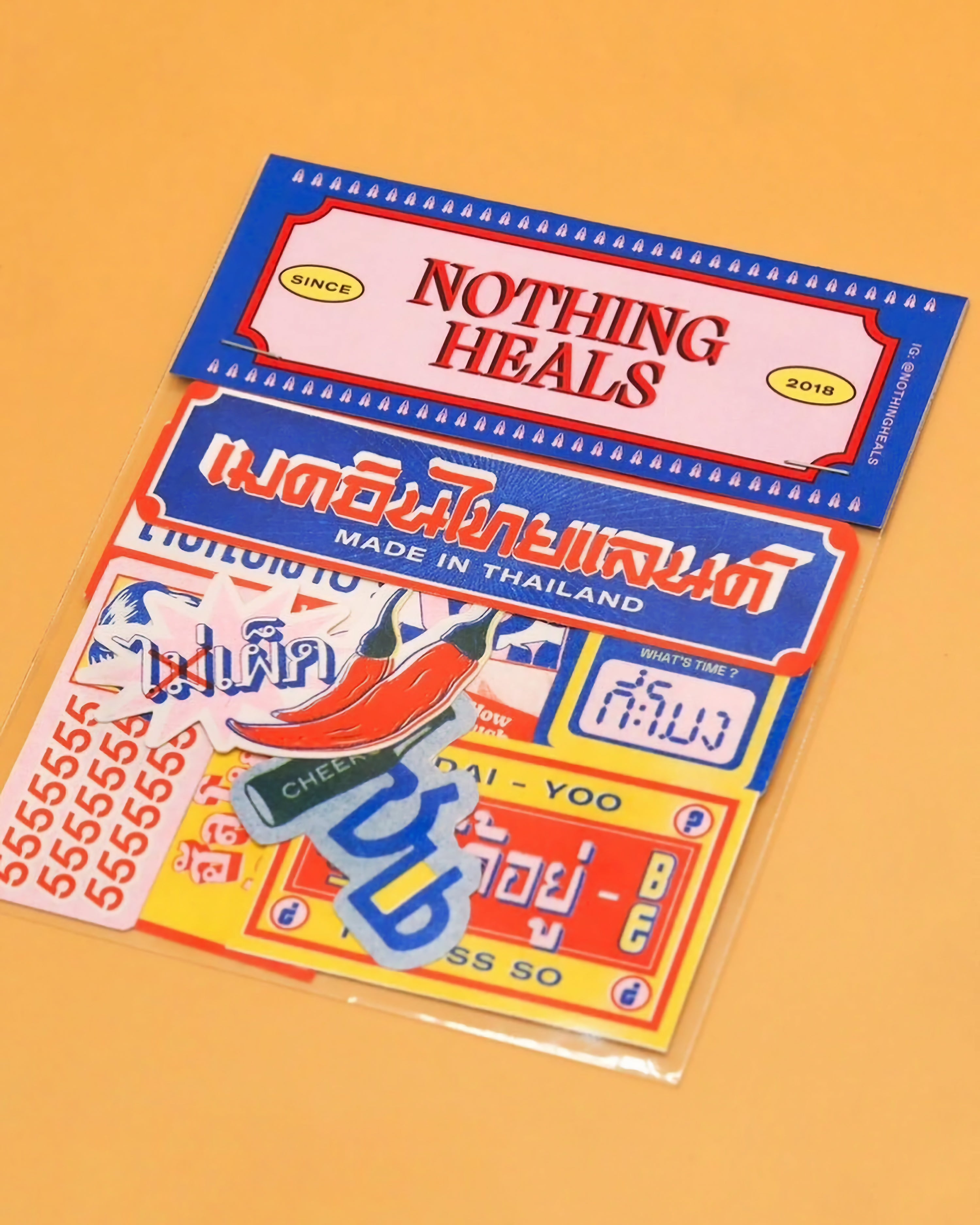 "Made in Thailand" die-cut Risograph stickers pack Misc. Nothing Heals