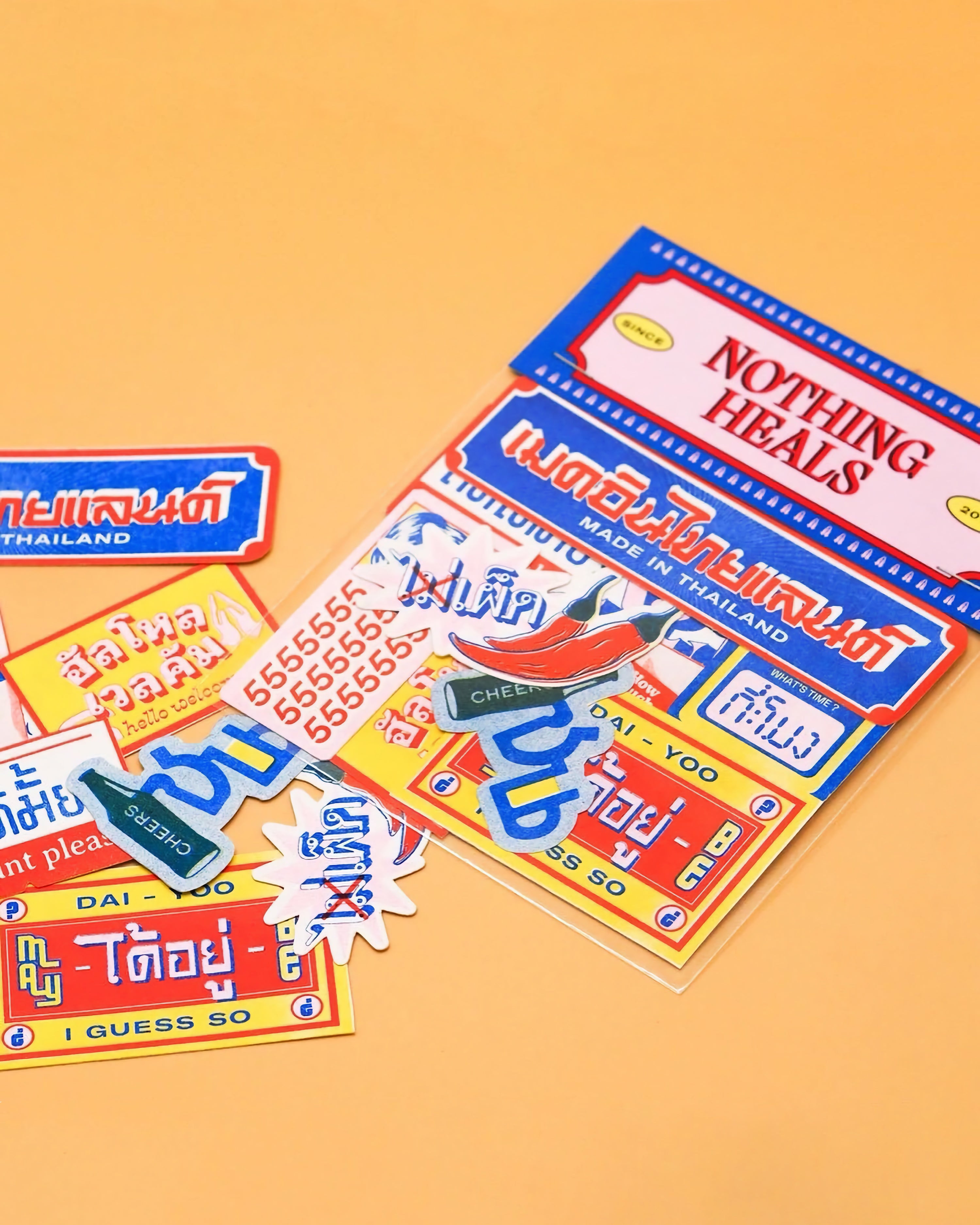 "Made in Thailand" die-cut Risograph stickers pack Misc. Nothing Heals