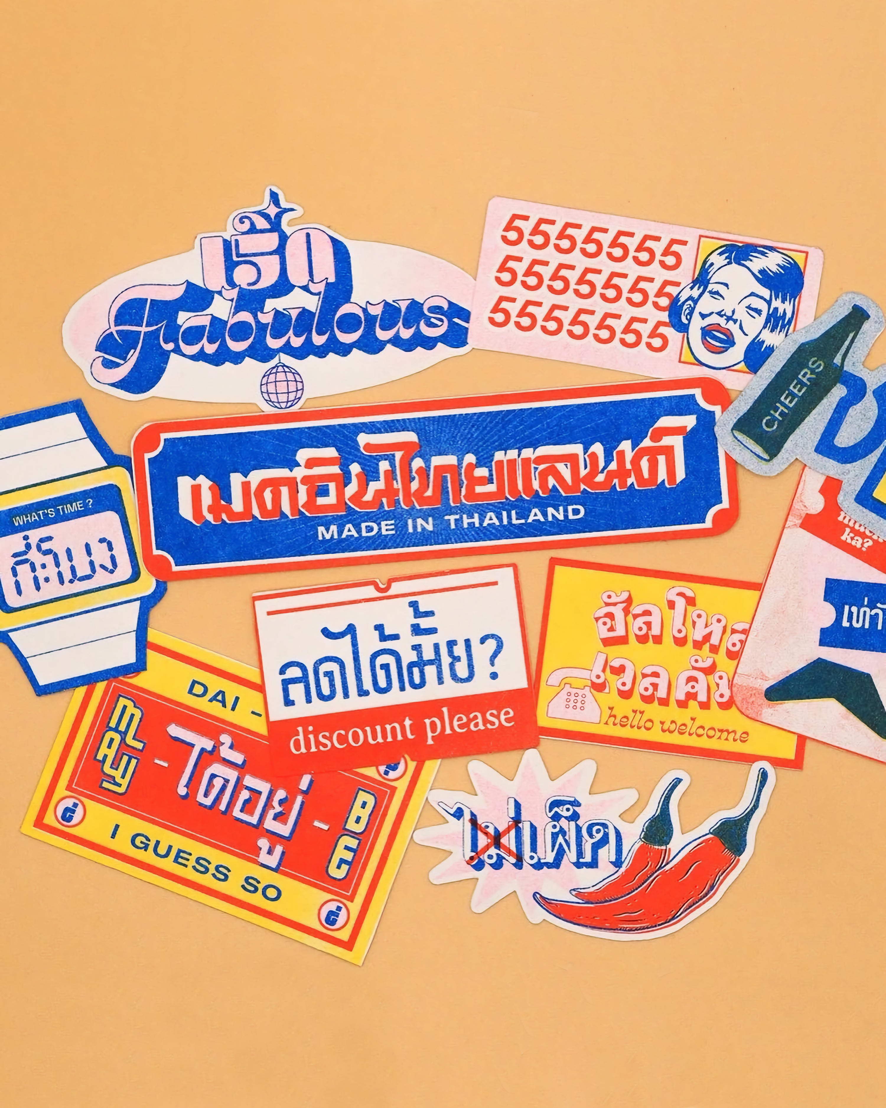 "Made in Thailand" die-cut Risograph stickers pack Misc. Nothing Heals