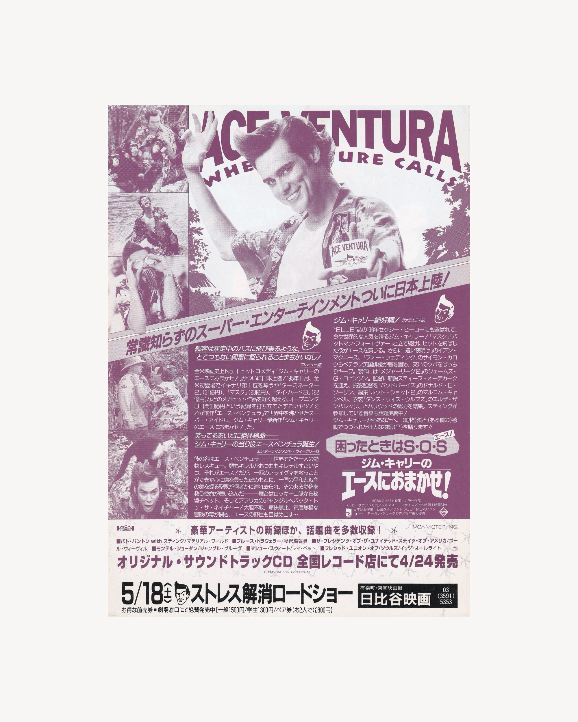 Ace Ventura When Nature Calls Cinema Flyer - Jpn