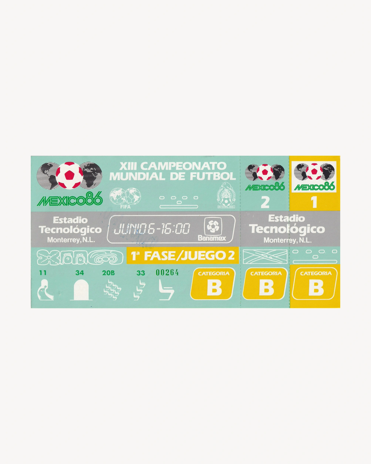 Fifa World Cup Mexico '86 Official Stadium Ticket
