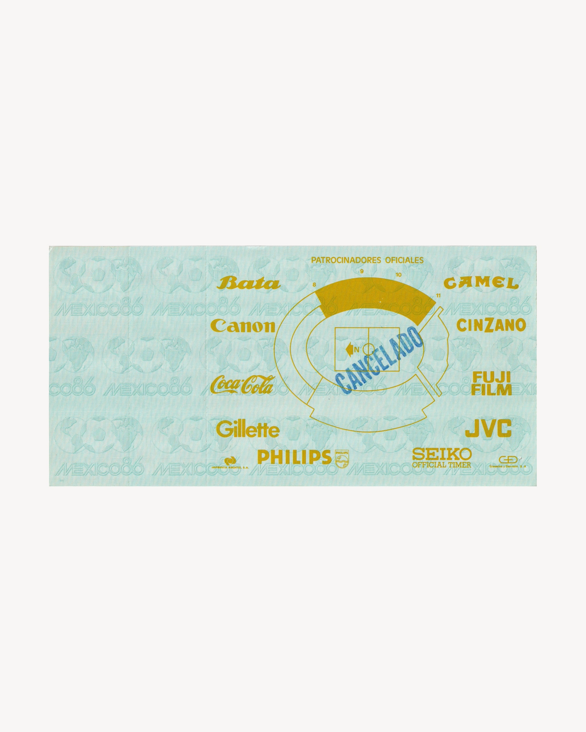 Fifa World Cup Mexico '86 Official Stadium Ticket
