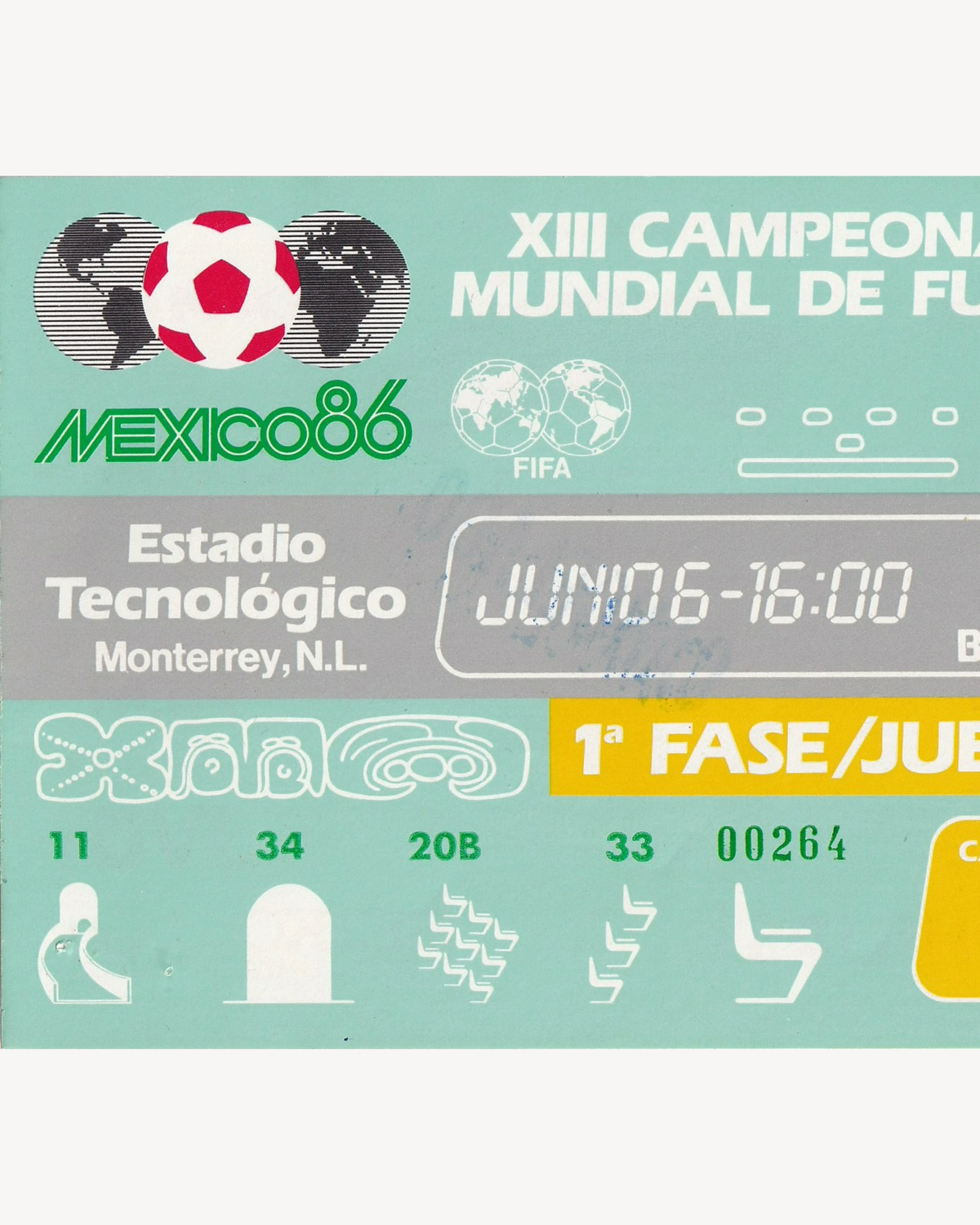 Fifa World Cup Mexico '86 Official Stadium Ticket