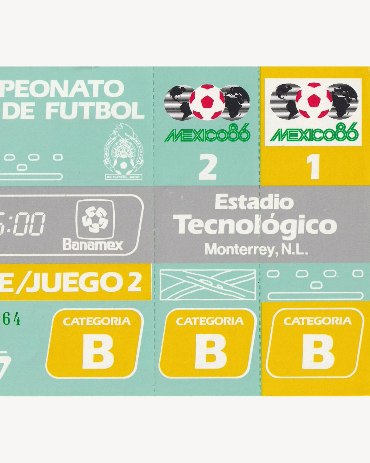 Fifa World Cup Mexico '86 Official Stadium Ticket