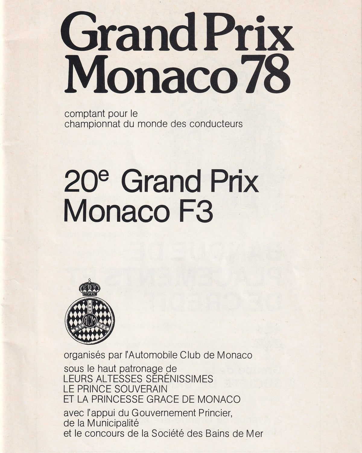 Grand Prix Monaco 78 Booklet Catalogues Props!