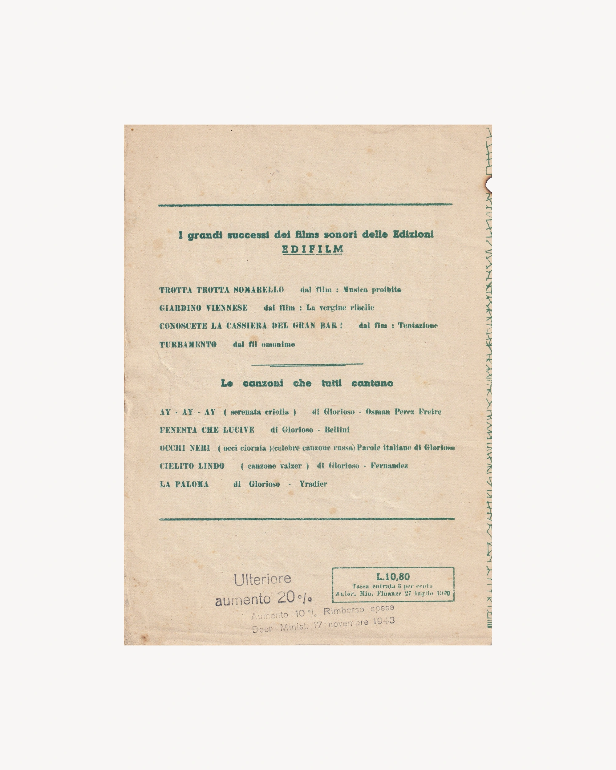 Music booklet - La Paloma 1943 Old Books Props!