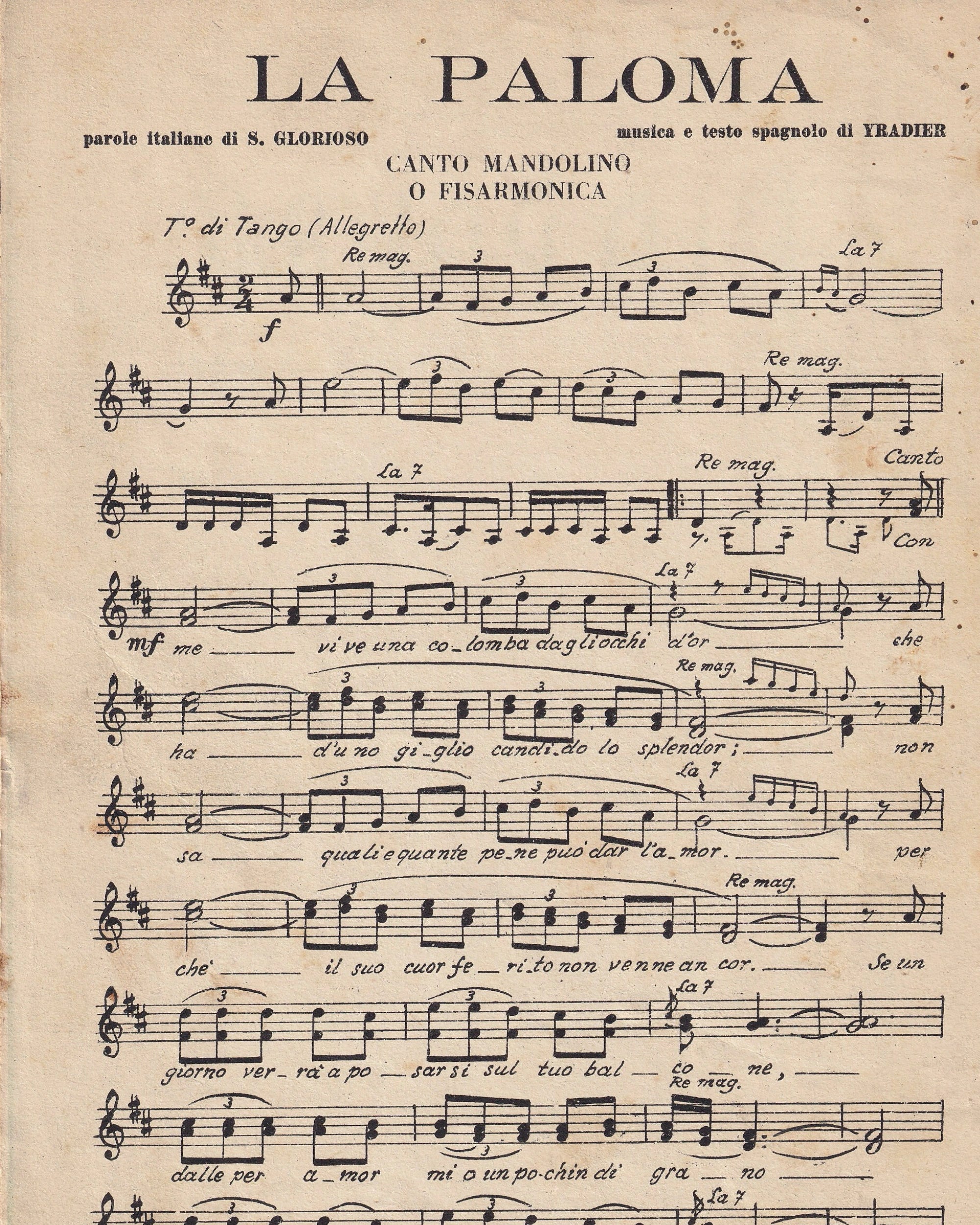 Music booklet - La Paloma 1943 Old Books Props!