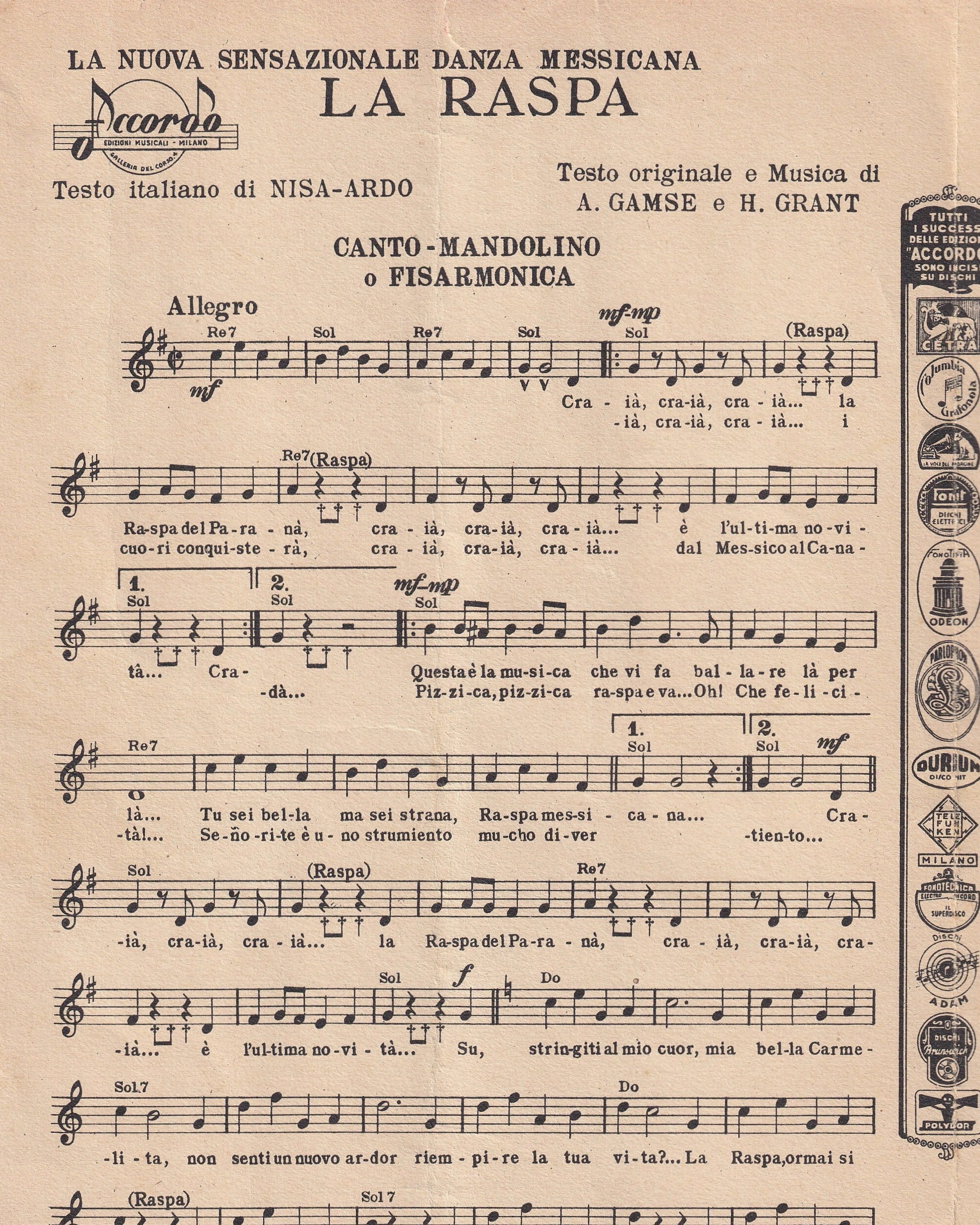 Music booklet - La Raspa 1950 Old Books Props!