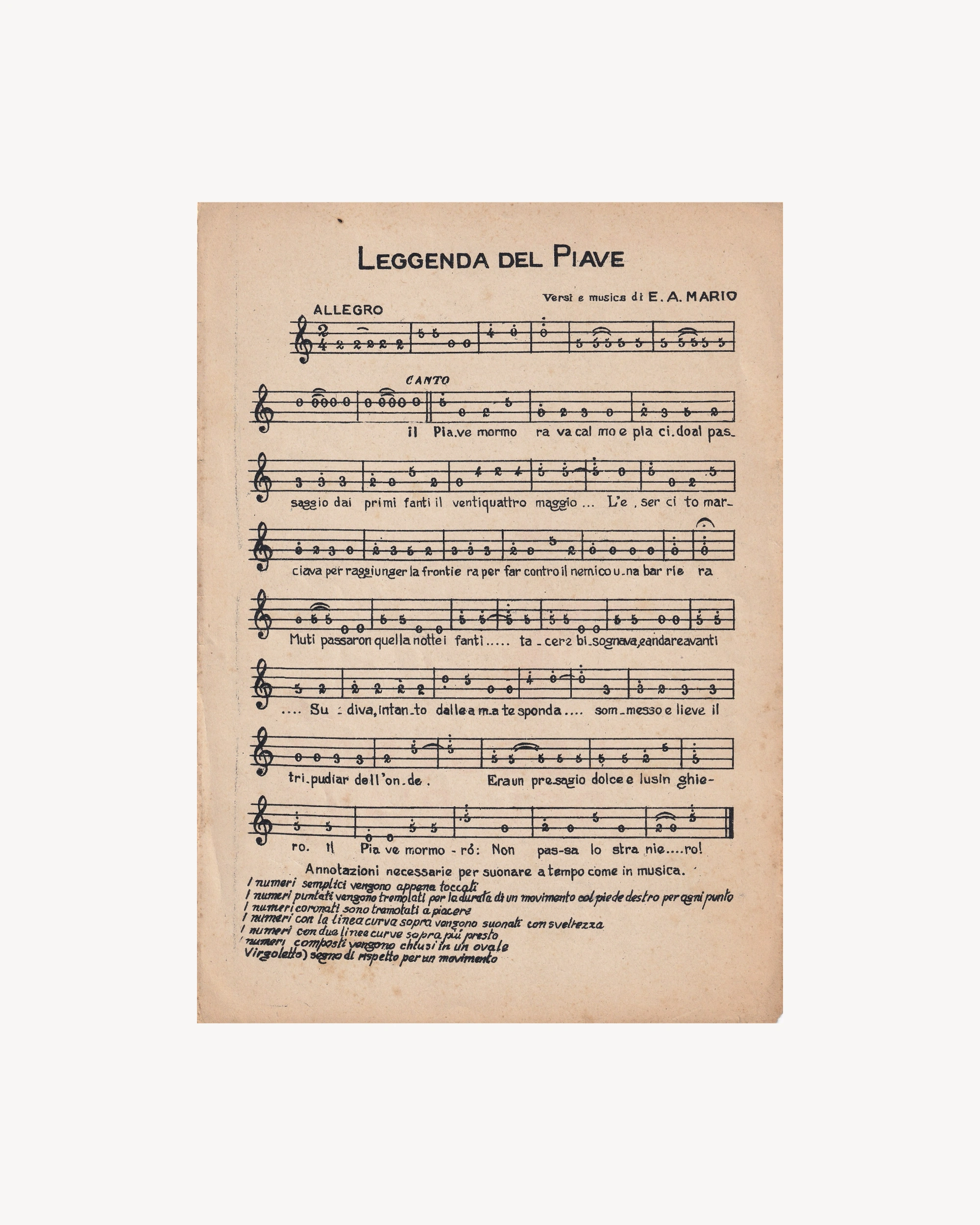 Music booklet - La leggenda del Piave Old Books Props!