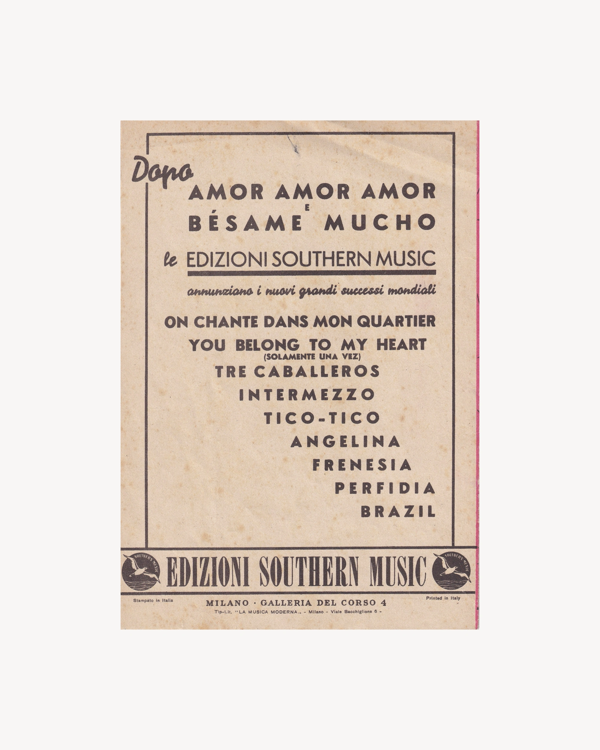 Music booklet - Perfidia 1946 Old Books Props!