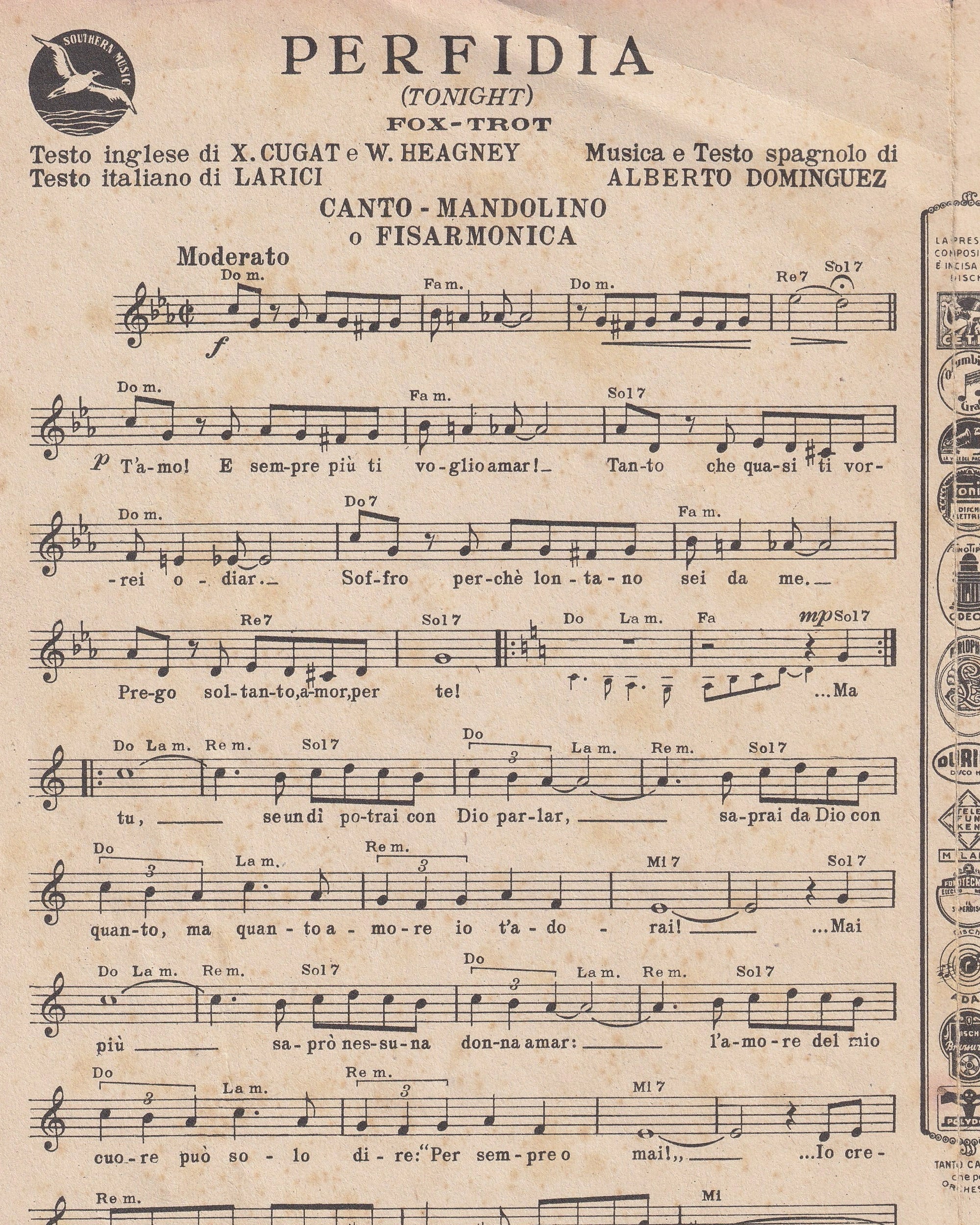 Music booklet - Perfidia 1946 Old Books Props!