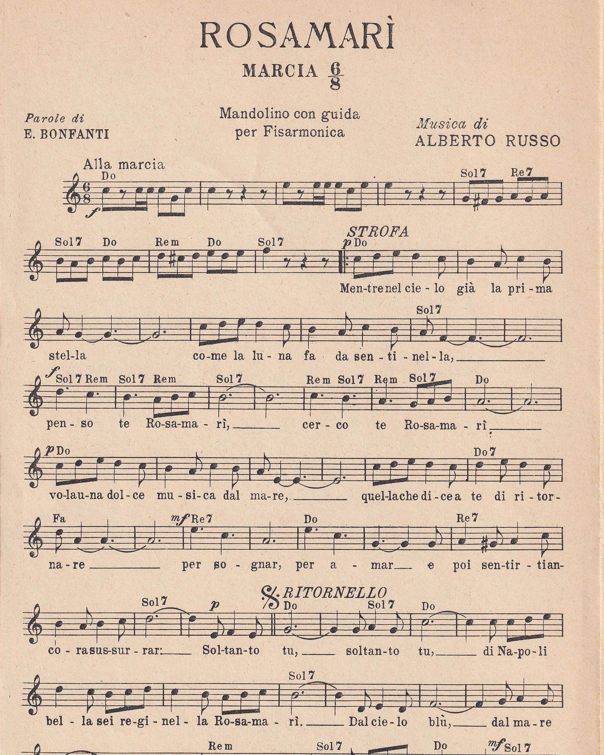 Music booklet - Rosamarì 1950 Old Books Props!