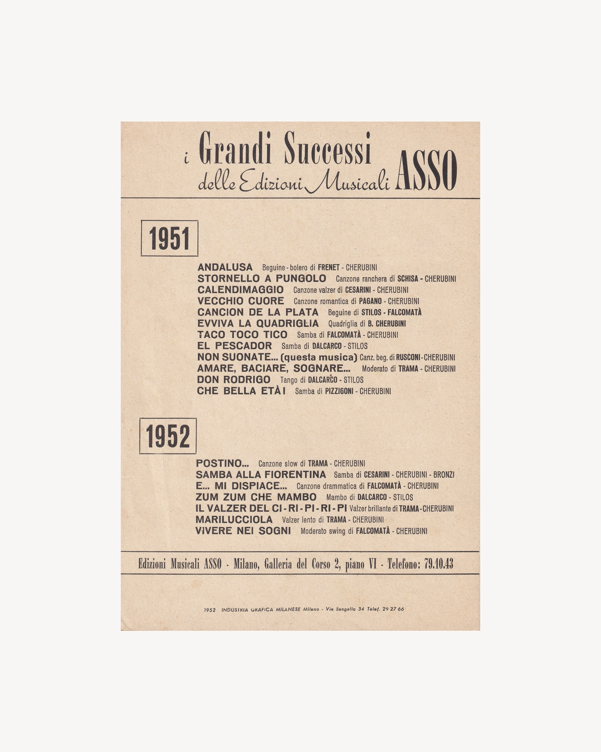 Music booklet - Stornello a pungolo 1952 Old Books Props!