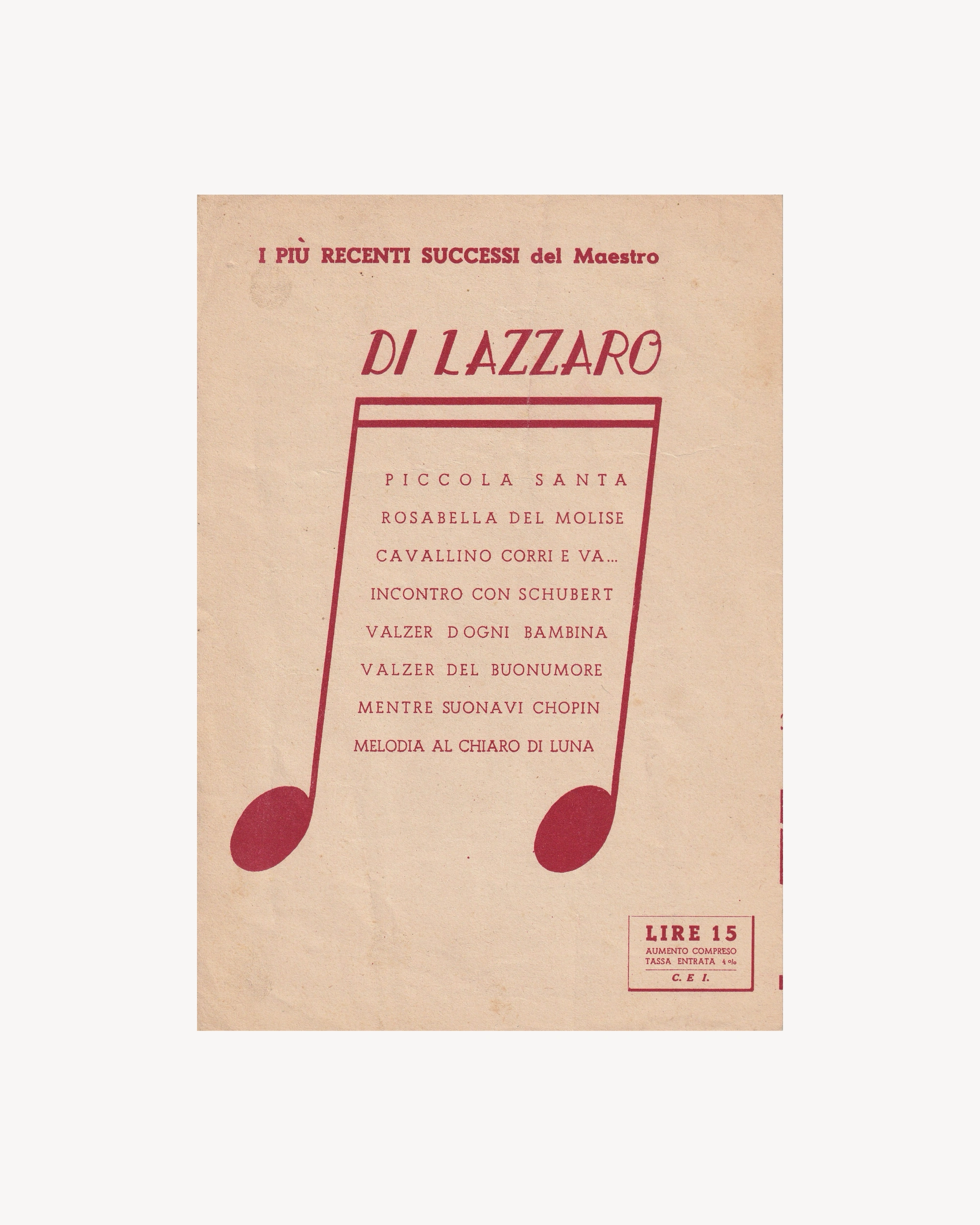 Music booklet - Valzer d’ogni bambina 1944 Old Books Props!