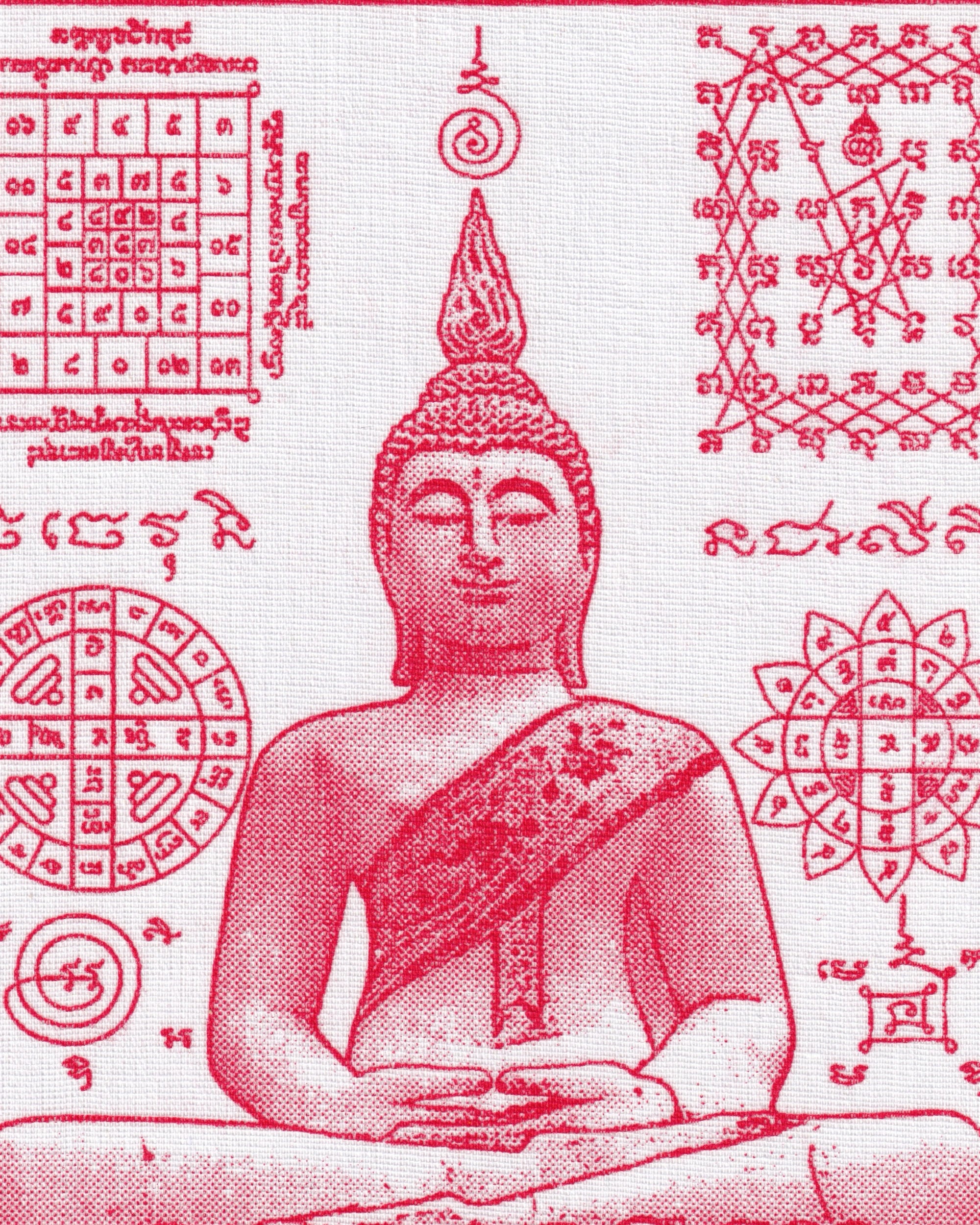 Phra Yant “Luang Pho Tan Jai” white/red Pha Yant Props!