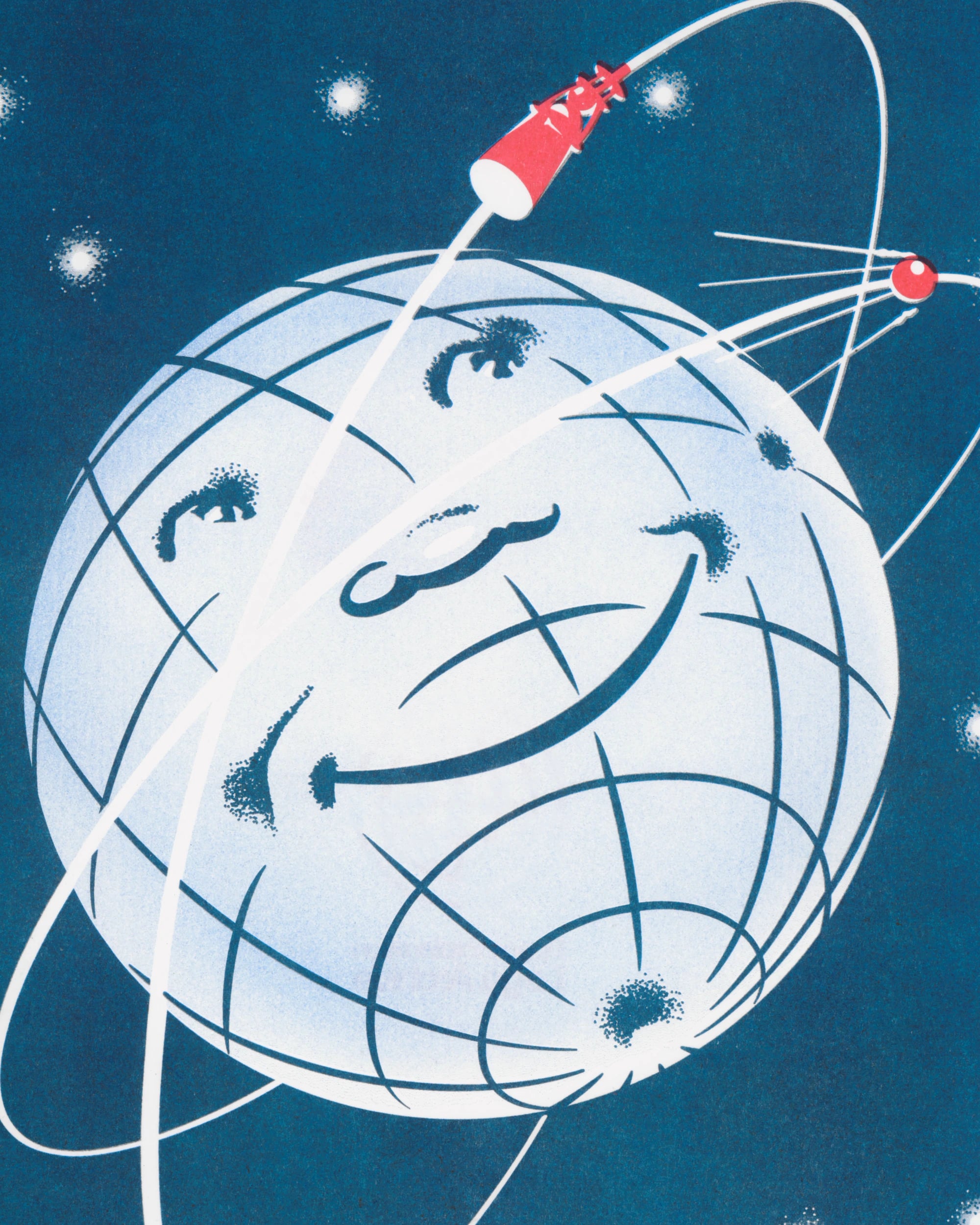 Postcard - S.E.L.A. - “The Soviet Sputnik - The First in the World” Risograph Postcards Props!