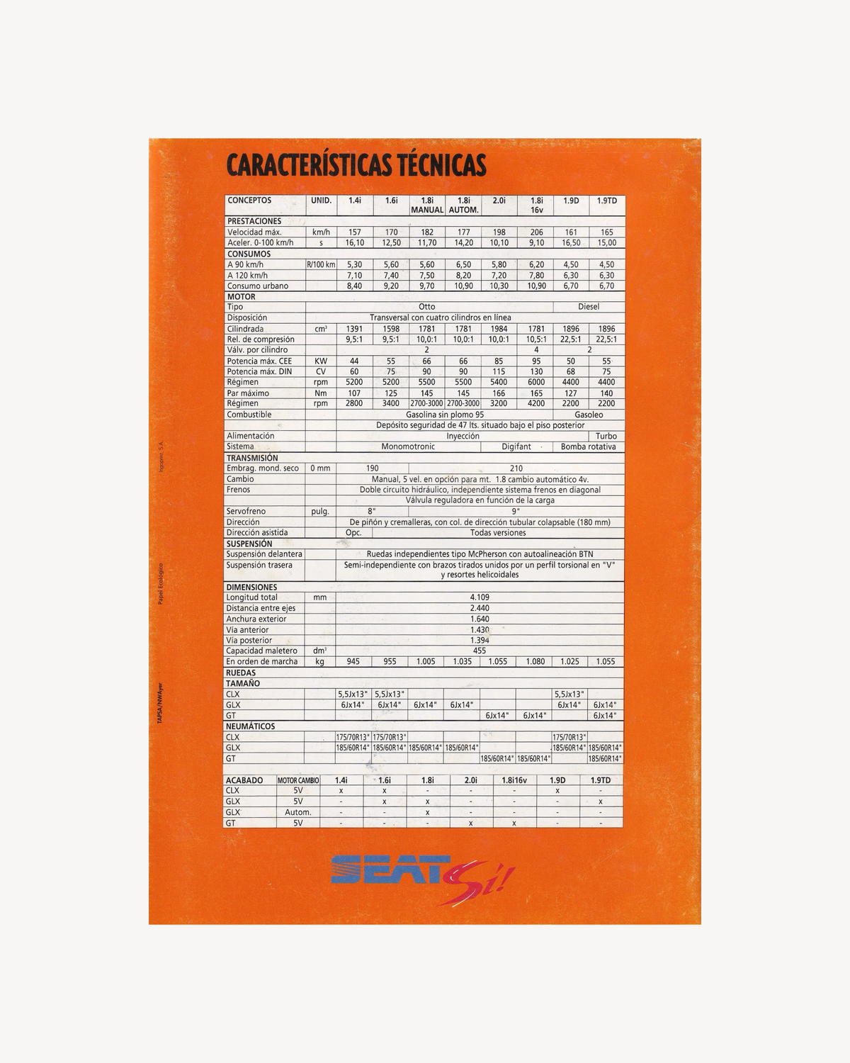 Seat Cordoba fold-out Poster Catalogue Catalogues Seat