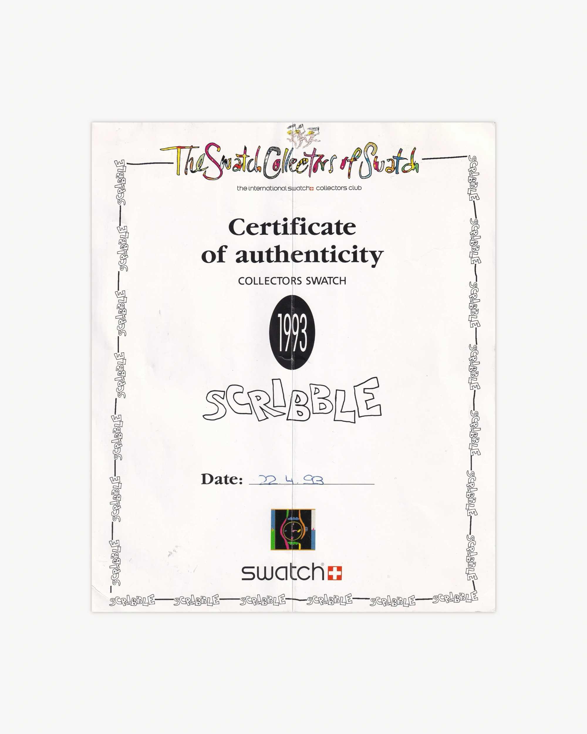 Swatch Special Collectors "Scribble" GZ124 - 1993 Watches Swatch
