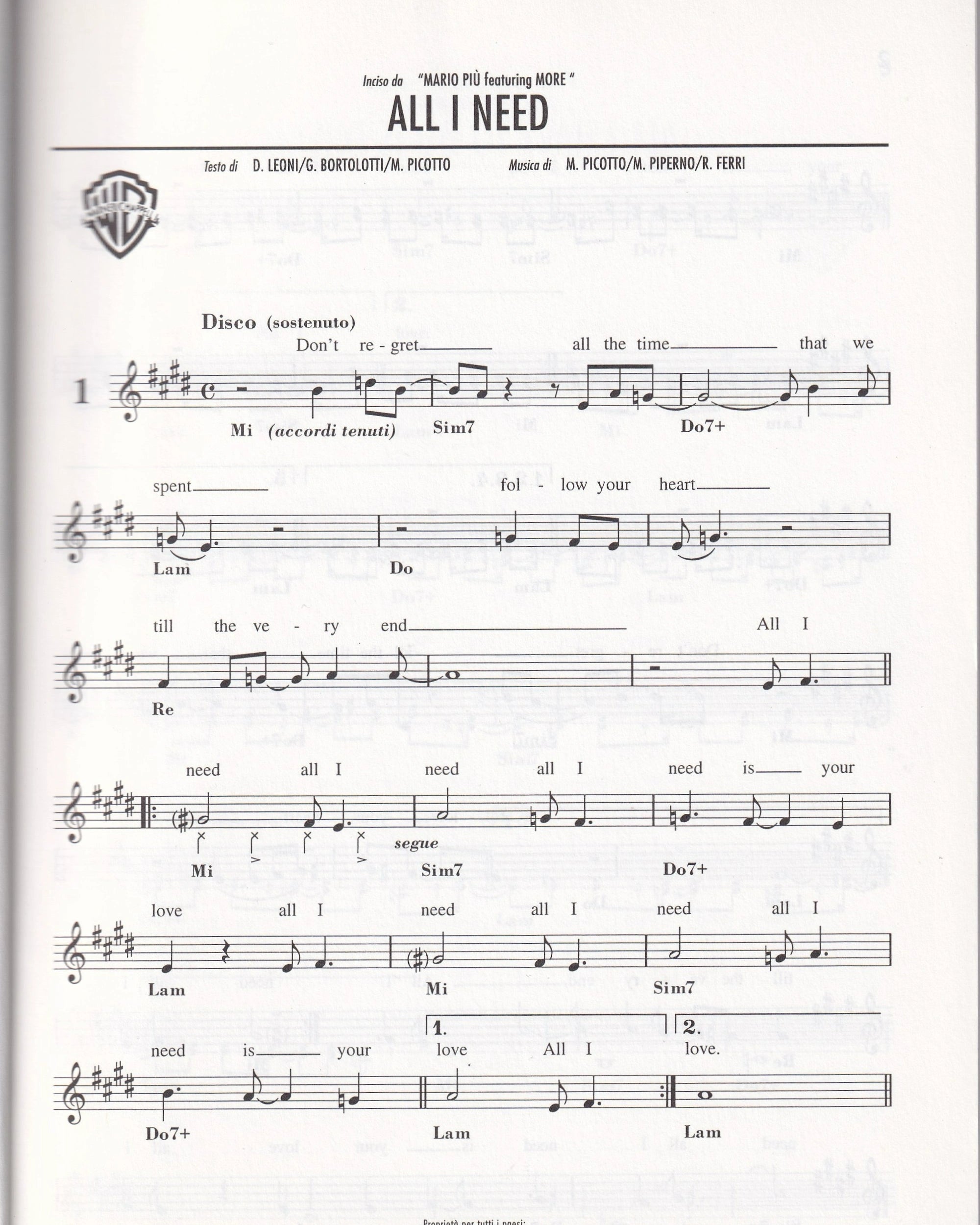 Tutto il Mondo… in Musica n.34 ’99 - Warner Chappell Old Books Warner Chappell Music Italiana S.p.A.